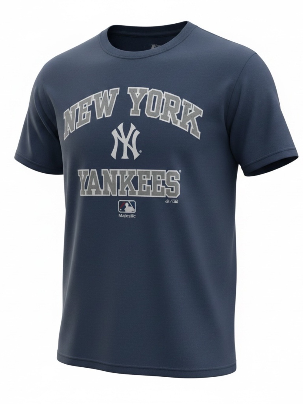 Majestic Navy New York Yankees Short Sleeve Tee with Gray Logo